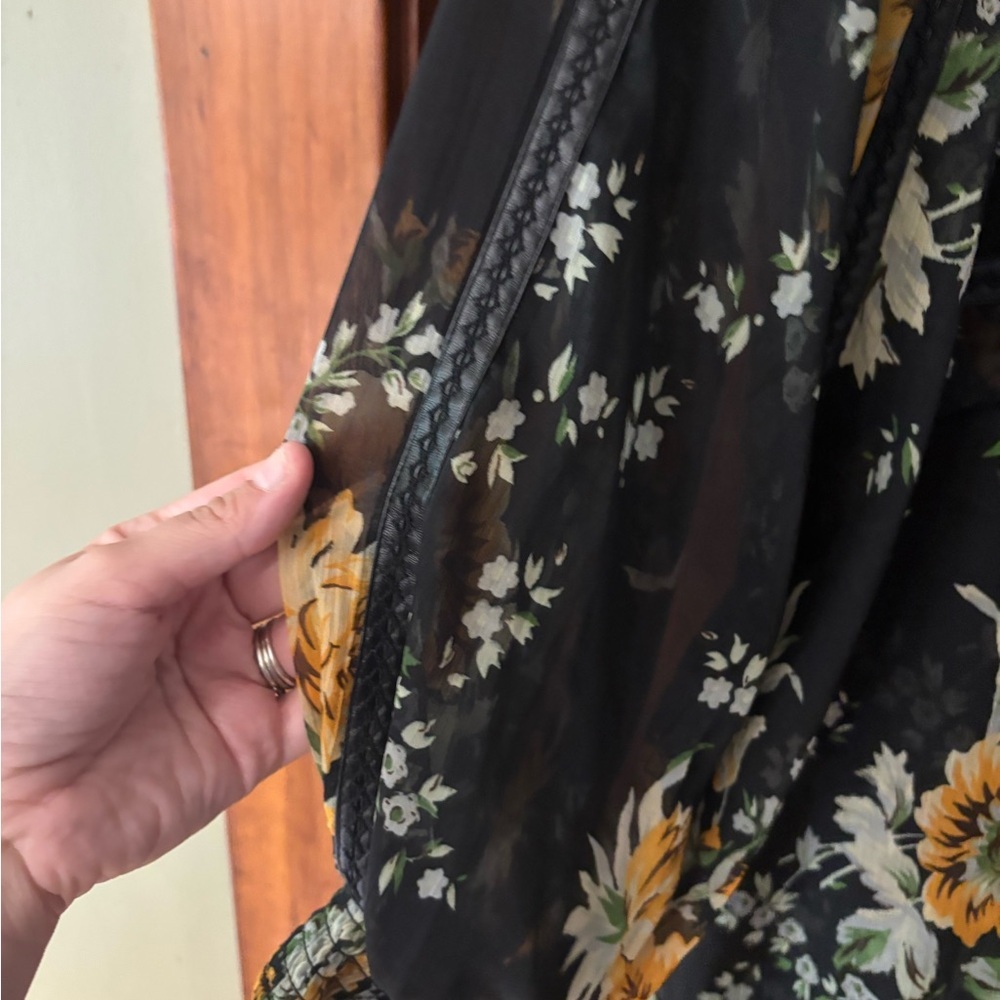 ASOS Curve Black and Gold Wrap Tie dress - Picture 2 of 8